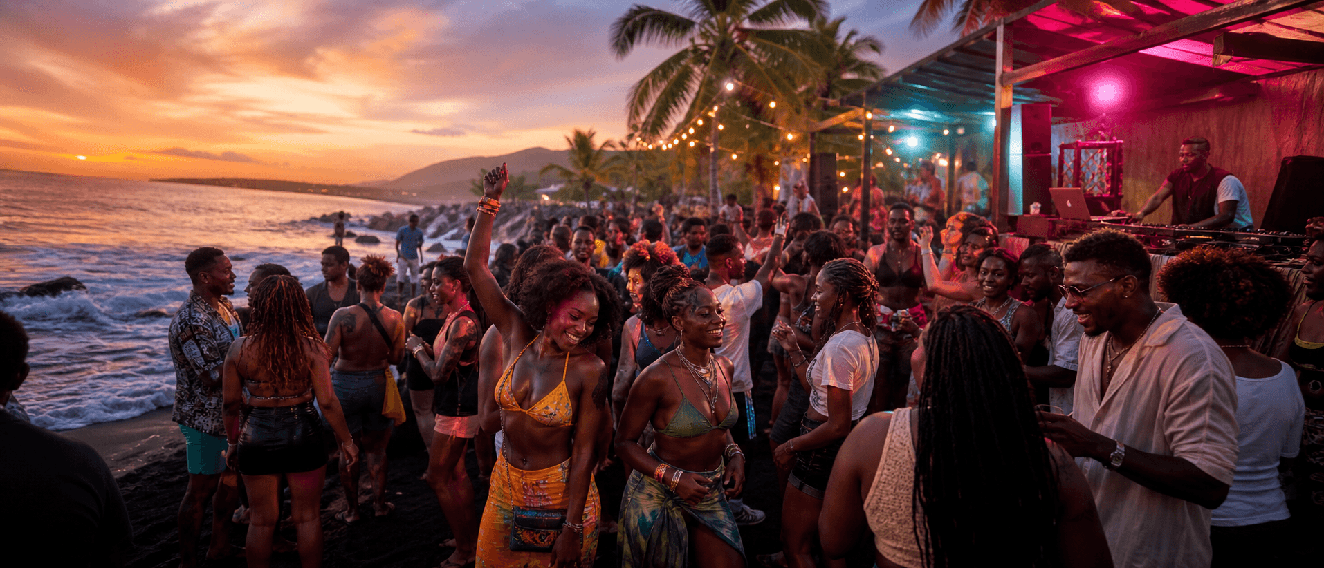 Guests dancing beside the ocean at the CIMFEST Wave Party