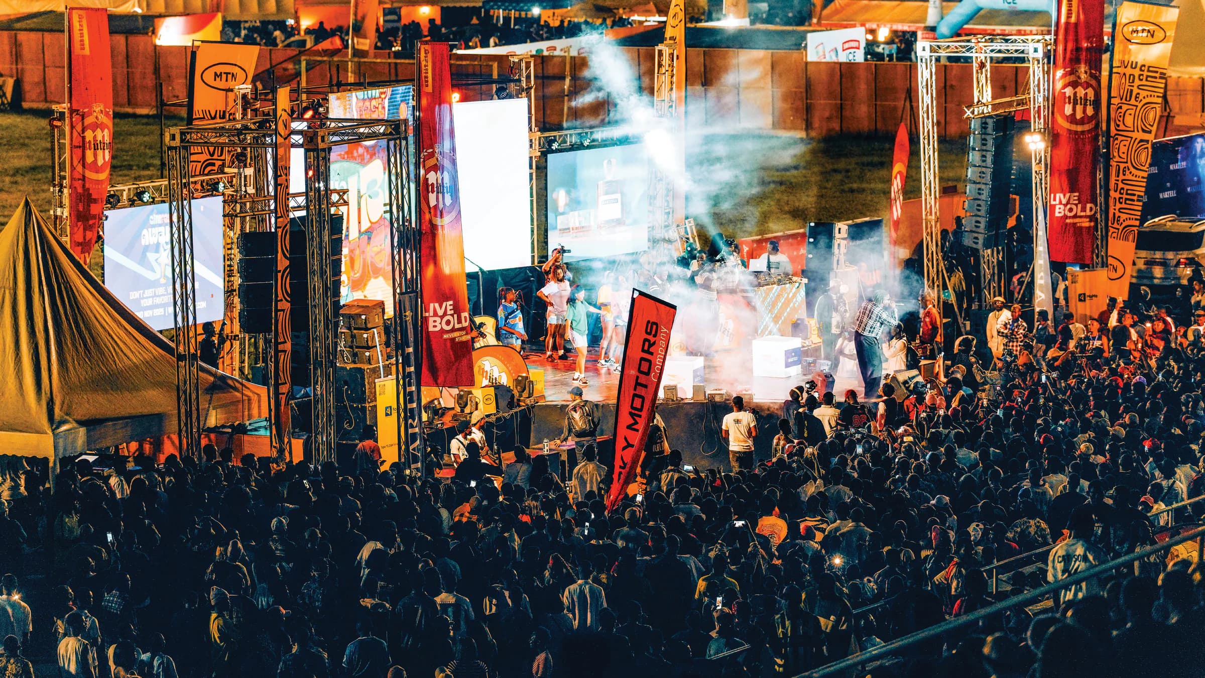 Aerial view of the CIMFEST crowd at night